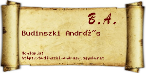 Budinszki András névjegykártya